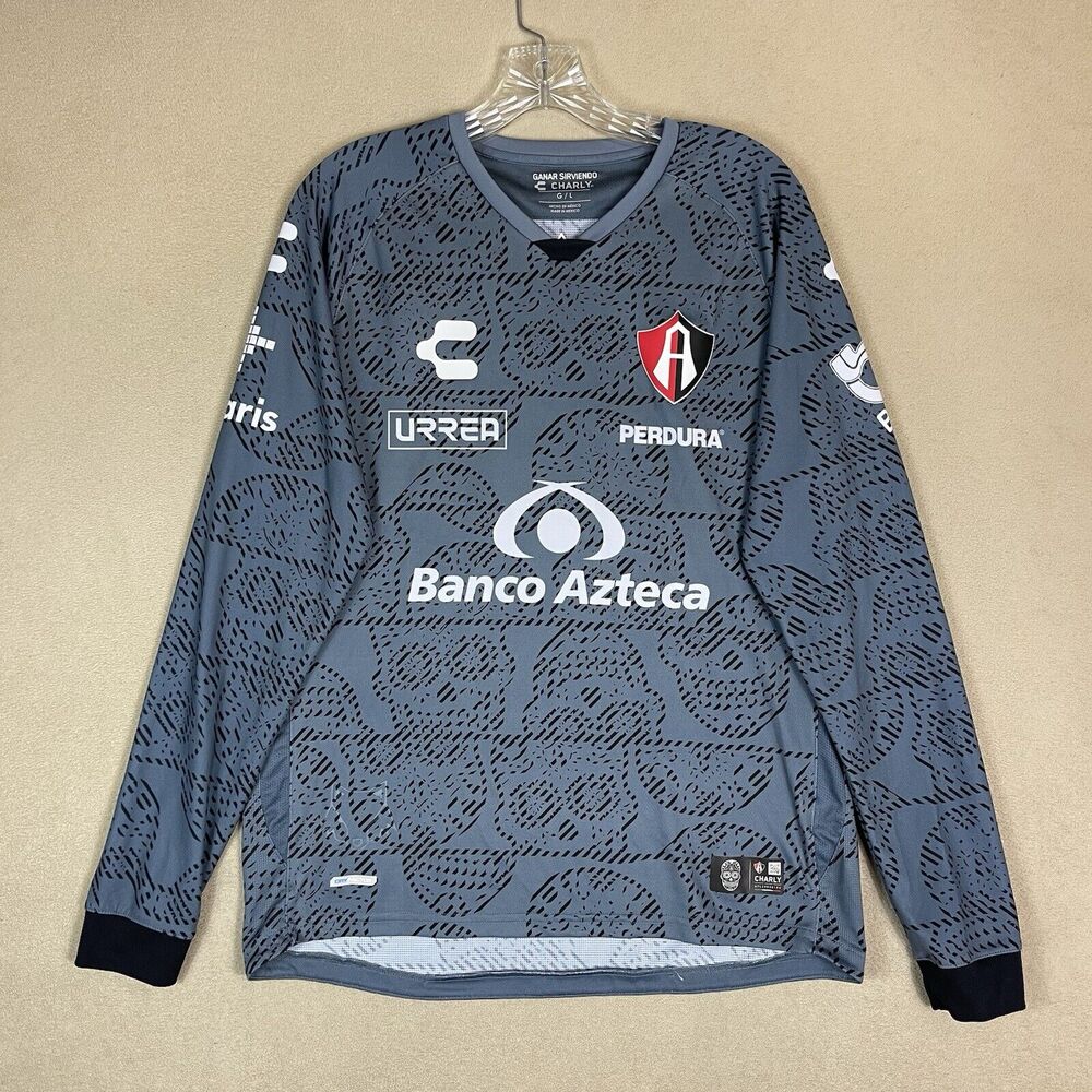 CHARLY Jersey Mens Large Gray Atlas de Muertos FC Long‎ Sleeve Soccer Football
